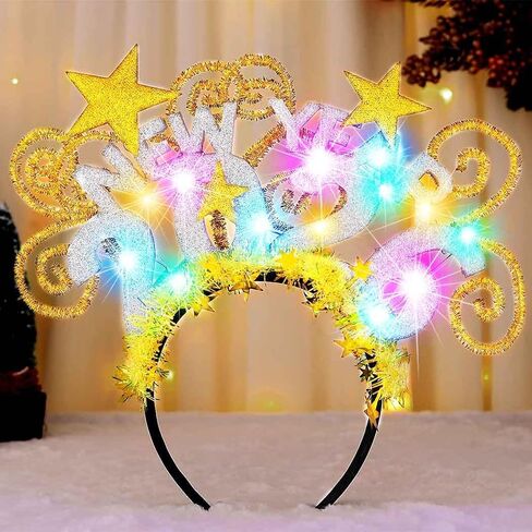 BARTOSI Light Up 2026 New Year Headband LED Happy New Year Hairbands Christmas Party Hair Accessories for Women in Saudi Arabia