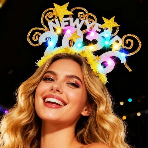 BARTOSI Light Up 2026 New Year Headband LED Happy New Year Hairbands Christmas Party Hair Accessories for Women in Saudi Arabia