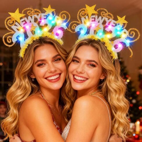 BARTOSI Light Up 2026 New Year Headband LED Happy New Year Hairbands Christmas Party Hair Accessories for Women in Saudi Arabia