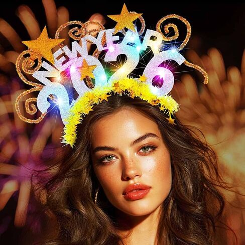 BARTOSI Light Up 2026 New Year Headband LED Happy New Year Hairbands Christmas Party Hair Accessories for Women in Saudi Arabia