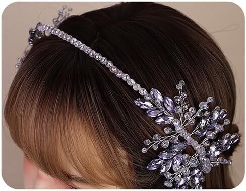 Handmade Crystal Headpiece Wedding Bridal Tiara Silver Crown for Banquet Prom Halloween in Saudi Arabia