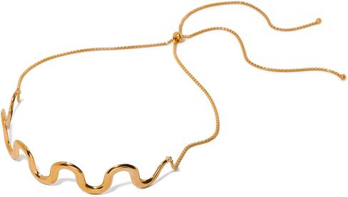 Luxurious Gold-Plated Wavy Choker Necklace for Women, 18K Gold-Plated Stainless Steel, Modern, Bold and Elegant Statement Choker Necklace for Women - Hypoallergenic, Tarnish-Resistant, Perfect for Everyday Wear and Special Occasions in Saudi Arabia