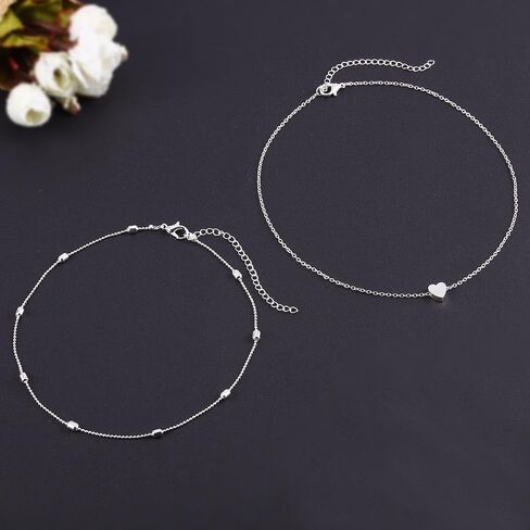 Yalice Heart Layered Necklace Chain Ball Satellite Choker Necklaces Charm Stacking Jewelry for Women in Saudi Arabia