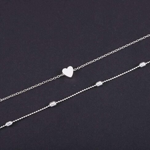 Yalice Heart Layered Necklace Chain Ball Satellite Choker Necklaces Charm Stacking Jewelry for Women in Saudi Arabia