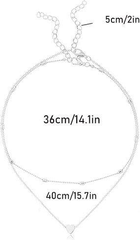 Yalice Heart Layered Necklace Chain Ball Satellite Choker Necklaces Charm Stacking Jewelry for Women in Saudi Arabia