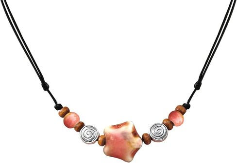 Ceramic Star Spiral Necklace Boho Hippie Y2K Choker Adjustable Black Cord Cute Whimsical Jewelry For Women in Saudi Arabia