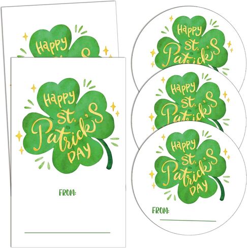 Happy St. Patrick's Day Gift Tag Sticker Labels, Lucky Clover Label Tag, St. Patrick's Day Decoration, 2 Inches Self-Adhesive Gift Tag Sticker for St Patricks Day Gift Wrapping-A01 in Saudi Arabia