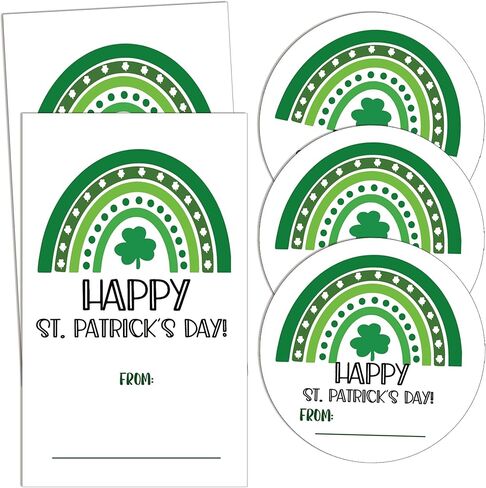 Happy St. Patrick's Day Gift Tag Sticker Labels, Lucky Clover Label Tag, St. Patrick's Day Decoration, 2 Inches Self-Adhesive Gift Tag Sticker for St Patricks Day Gift Wrapping-A01 in Saudi Arabia