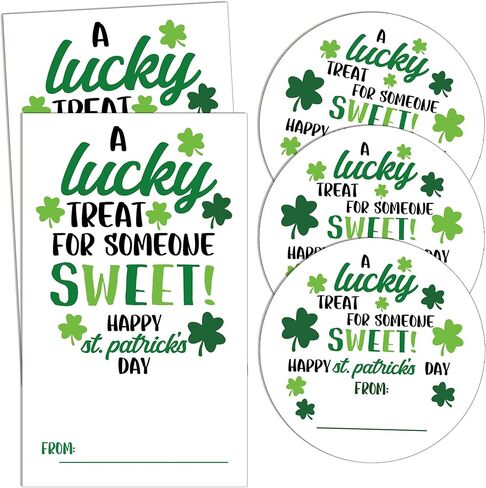 Happy St. Patrick's Day Gift Tag Sticker Labels, Lucky Clover Label Tag, St. Patrick's Day Decoration, 2 Inches Self-Adhesive Gift Tag Sticker for St Patricks Day Gift Wrapping-A01 in Saudi Arabia