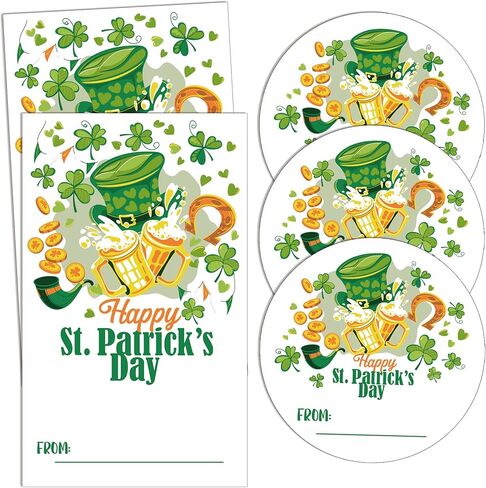Happy St. Patrick's Day Gift Tag Sticker Labels, Lucky Clover Label Tag, St. Patrick's Day Decoration, 2 Inches Self-Adhesive Gift Tag Sticker for St Patricks Day Gift Wrapping-A01 in Saudi Arabia