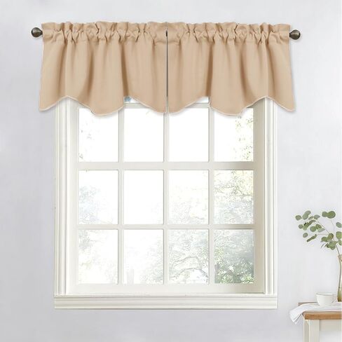 Short Blackout Valance Curtain - 52 inches by 18 inches Scalloped Kitchen/Bathroom/Living Room/Hotel, Valance Tier Window Curtain (Teal Blue=Light Blue, Single Piece) in Saudi Arabia