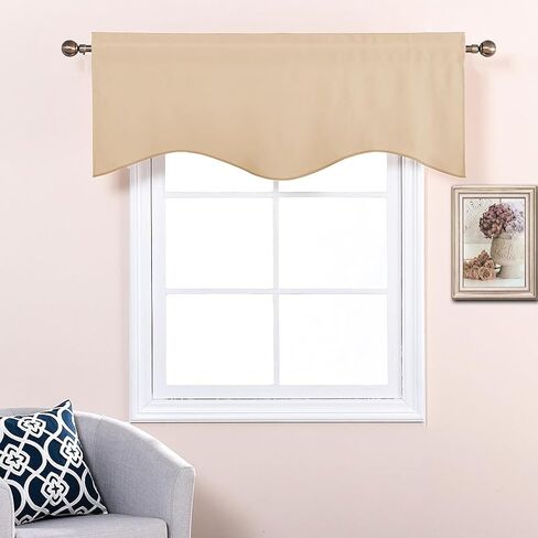 Short Blackout Valance Curtain - 52 inches by 18 inches Scalloped Kitchen/Bathroom/Living Room/Hotel, Valance Tier Window Curtain (Teal Blue=Light Blue, Single Piece) in Saudi Arabia