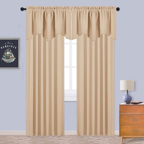 Short Blackout Valance Curtain - 52 inches by 18 inches Scalloped Kitchen/Bathroom/Living Room/Hotel, Valance Tier Window Curtain (Teal Blue=Light Blue, Single Piece) in Saudi Arabia