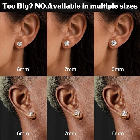 Jstyle 8 Pairs Magnetic Earrings for Men Stainless Steel Fake Stud Earrings Non-Piercing Clip on Stud Earrings 7MM in Saudi Arabia