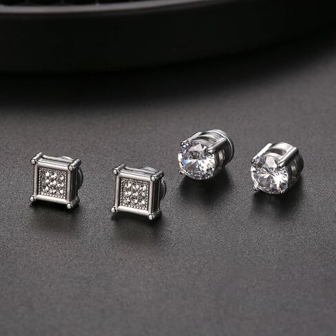 Jstyle 8 Pairs Magnetic Earrings for Men Stainless Steel Fake Stud Earrings Non-Piercing Clip on Stud Earrings 7MM in Saudi Arabia