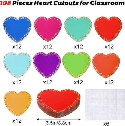 108 Pcs Heart Cutouts for Classroom 3.5 Inch Small Bulletin Board Heart Paper Board Decor for Office School DIY Craft in Saudi Arabia