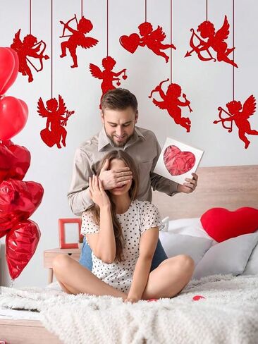8 قطع كبيرة من قصاصات كيوبيد لعيد الحب مقاس 11 بوصة من الورق كيوبيد على شكل كيوبيد أحمر مع زخارف على شكل قلب للفصول الدراسية ولوحة إعلانات المدرسة وديكور الذكرى السنوية للزفاف in Saudi Arabia