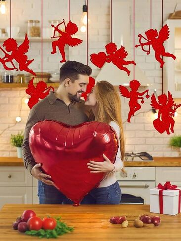 8 قطع كبيرة من قصاصات كيوبيد لعيد الحب مقاس 11 بوصة من الورق كيوبيد على شكل كيوبيد أحمر مع زخارف على شكل قلب للفصول الدراسية ولوحة إعلانات المدرسة وديكور الذكرى السنوية للزفاف in Saudi Arabia