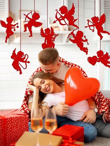 8 قطع كبيرة من قصاصات كيوبيد لعيد الحب مقاس 11 بوصة من الورق كيوبيد على شكل كيوبيد أحمر مع زخارف على شكل قلب للفصول الدراسية ولوحة إعلانات المدرسة وديكور الذكرى السنوية للزفاف in Saudi Arabia