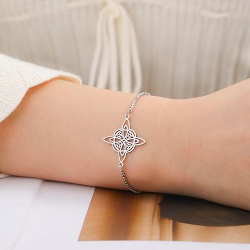 TEAMER Adjustable Witches Knot Bracelet Stainless Steel Celtic Knot Box Chain Bracelet Amulet Vintage Jewelry for Women in Saudi Arabia