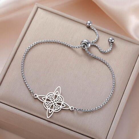 TEAMER Adjustable Witches Knot Bracelet Stainless Steel Celtic Knot Box Chain Bracelet Amulet Vintage Jewelry for Women in Saudi Arabia
