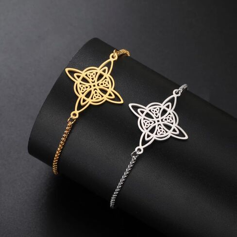 TEAMER Adjustable Witches Knot Bracelet Stainless Steel Celtic Knot Box Chain Bracelet Amulet Vintage Jewelry for Women in Saudi Arabia