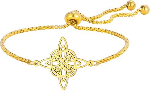 TEAMER Adjustable Witches Knot Bracelet Stainless Steel Celtic Knot Box Chain Bracelet Amulet Vintage Jewelry for Women in Saudi Arabia