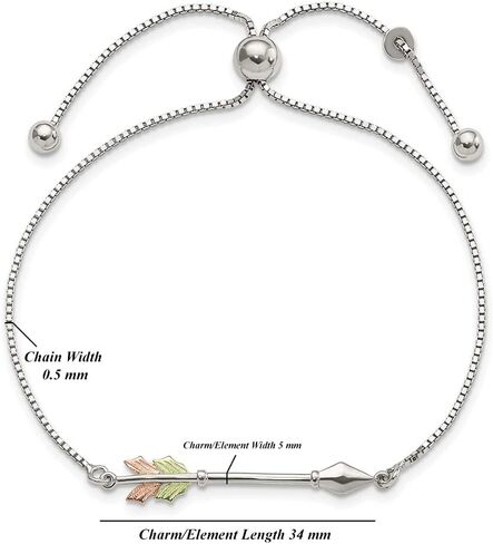 925 Sterling Silver 12K Gold Accents Arrow Adjustable Bracelet in Saudi Arabia