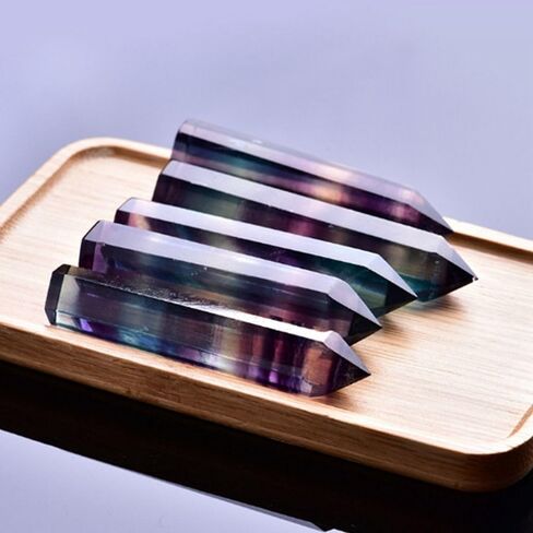 Colorful Fluorite Geometry Shape Rainbow Single-Pointed Crystal Hexagonal Single Pointed Natural Energy Stone Raw(S) in Saudi Arabia