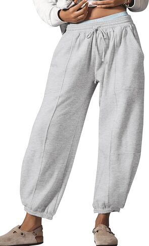 Barrel Sweatpants Women Baggy Leopard Pants Casual Fall Lounge Cheetah Print Pants Trousers with Pockets in Saudi Arabia