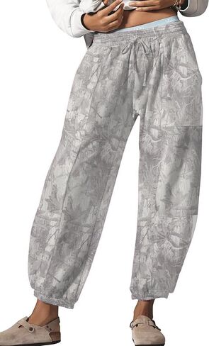 Barrel Sweatpants Women Baggy Leopard Pants Casual Fall Lounge Cheetah Print Pants Trousers with Pockets in Saudi Arabia