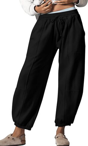 Barrel Sweatpants Women Baggy Leopard Pants Casual Fall Lounge Cheetah Print Pants Trousers with Pockets in Saudi Arabia