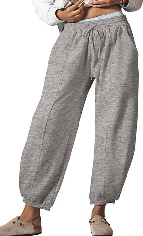 Barrel Sweatpants Women Baggy Leopard Pants Casual Fall Lounge Cheetah Print Pants Trousers with Pockets in Saudi Arabia