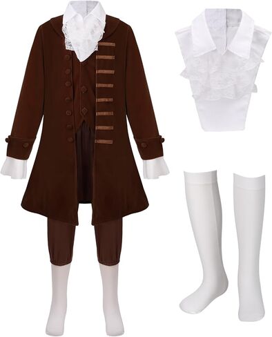 LMYOVE Boys Benjamin Franklin Costume 18th Century Boy Colonial Costume Halloween Historical Outfit 4PCS in Saudi Arabia
