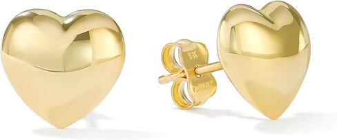 أقراط ذهبية على شكل قلب منتفخ، اختيار من الذهب الأصفر أو الذهب الأبيض عيار 10 قيراط أو 14 قيراط، أو أقراط متدلية أو أقراط متدلية | الذهب الحقيقي، مختوم للأصالة in Kuwait