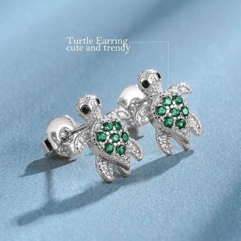 KINGSIN Sea Turtle Earrings Silver Hypoallergenic Stud Earring Jewelry Gifts for Women Sister Daughters Granddaughters Christmas in Saudi Arabia