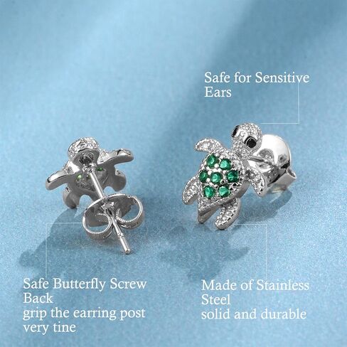 KINGSIN Sea Turtle Earrings Silver Hypoallergenic Stud Earring Jewelry Gifts for Women Sister Daughters Granddaughters Christmas in Saudi Arabia