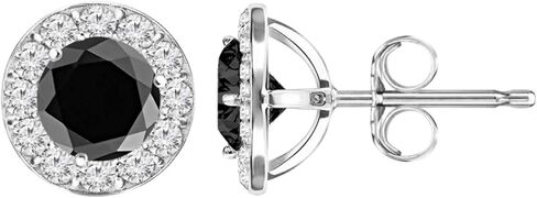1/2-10 Carat t.w. Black Diamond Stud Earrings Push Back in Saudi Arabia