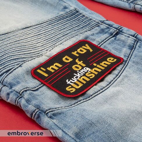 EMBROVERSE I’m a Ray of Fucking Sunshine Patch - Embroidered Funny Quotes - Iron On Patches - Size: 4 x 2.7 inches in Saudi Arabia