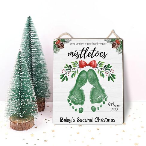 Red Tractor Christmas DIY Handprint Footprint Art 2024 Hand and Footprints Making, Toddler Kids Baby's First, Wonderful Time Of Year 1st Christmas Keepsake Memory Winter for Baby First, PreK Preschool in Kuwait