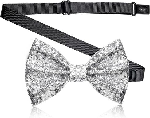 TIESOME 1 Pcs Sequin Bow Tie, Adjustable Pre Tied Sparkly Tie for Men, Glitter Necktie for Banquet Carnival Costume Party in Saudi Arabia
