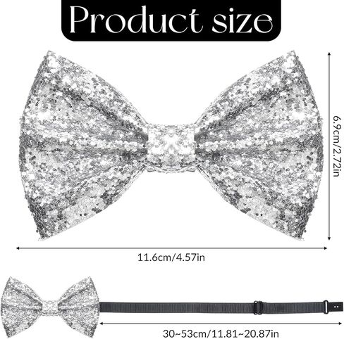 TIESOME 1 Pcs Sequin Bow Tie, Adjustable Pre Tied Sparkly Tie for Men, Glitter Necktie for Banquet Carnival Costume Party in Saudi Arabia