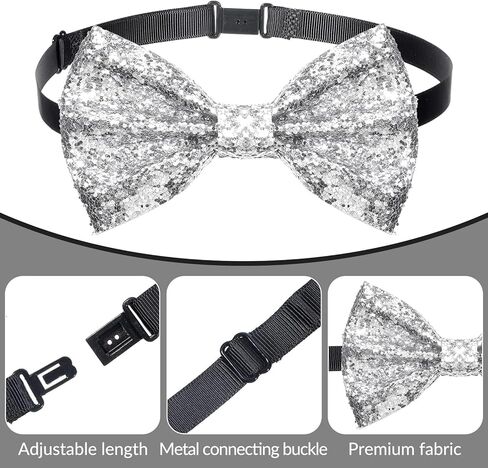 TIESOME 1 Pcs Sequin Bow Tie, Adjustable Pre Tied Sparkly Tie for Men, Glitter Necktie for Banquet Carnival Costume Party in Saudi Arabia