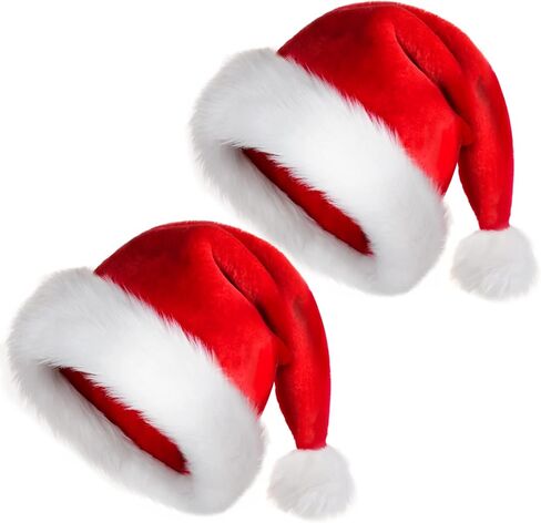 JUANANIUG Santa Hat For Kids, Christmas Hat, Toddler Velvet Classic Fur for Boy Girl New Year Festive Holiday Party Extra Thicken Supplies (Kid-1pack-Red) in Kuwait