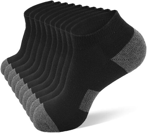 Mens Ankle Socks, Cushioned Athletic Sports Socks with Arch Support，Mens Socks for Running Gym, 10–13, 10 Pairs in Saudi Arabia
