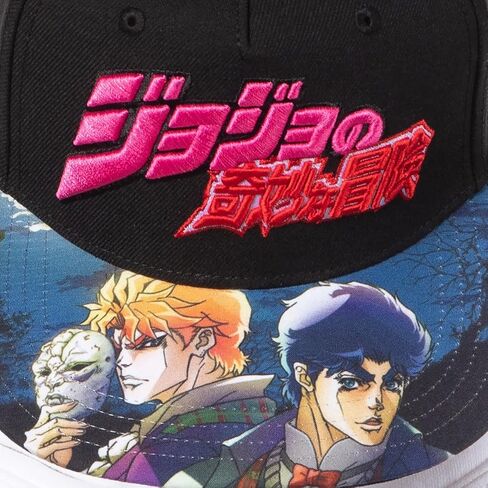 قبعة Bioworld JoJo's Bizarre Adventures ذات حافة مطرزة قابلة للتعديل للبالغين، قبعة OSFM باللون الأسود in Kuwait