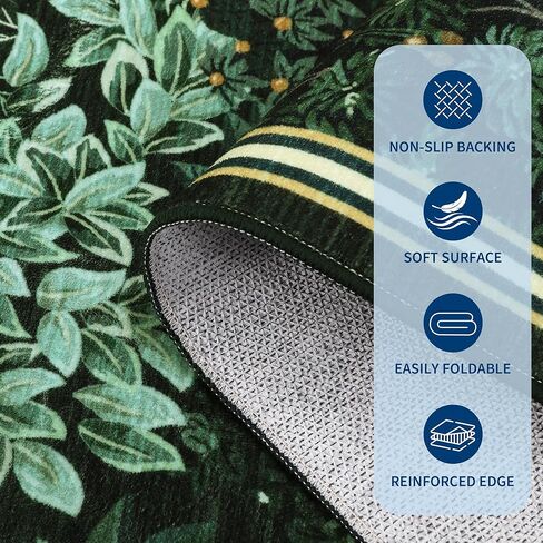 GarveeHome Forest Rugs 5x7, Dark Green Washable Area Rugs for Living Room 5x7, Botanical Low Pile Non Slip Stain Resistance Woodland Rug for Farmhouse, Bedroom, Dining Room in Saudi Arabia