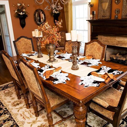 2 Pack Mini Faux Cowhide Rug, Mini Rustic Cowhide Rug Cute Rural Western Animal Pattern Decorative Rugs for Table Mat Decoration, Cowboy Parties, 19.6" W x 23.6" L in Saudi Arabia