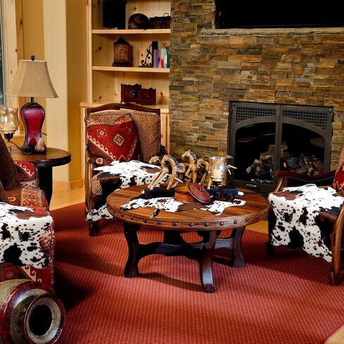 2 Pack Mini Faux Cowhide Rug, Mini Rustic Cowhide Rug Cute Rural Western Animal Pattern Decorative Rugs for Table Mat Decoration, Cowboy Parties, 19.6" W x 23.6" L in Saudi Arabia