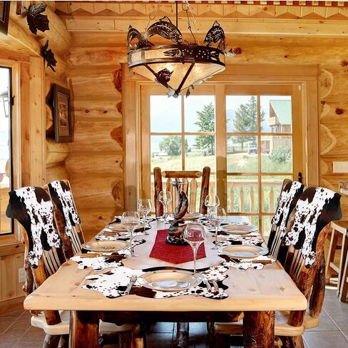 2 Pack Mini Faux Cowhide Rug, Mini Rustic Cowhide Rug Cute Rural Western Animal Pattern Decorative Rugs for Table Mat Decoration, Cowboy Parties, 19.6" W x 23.6" L in Saudi Arabia